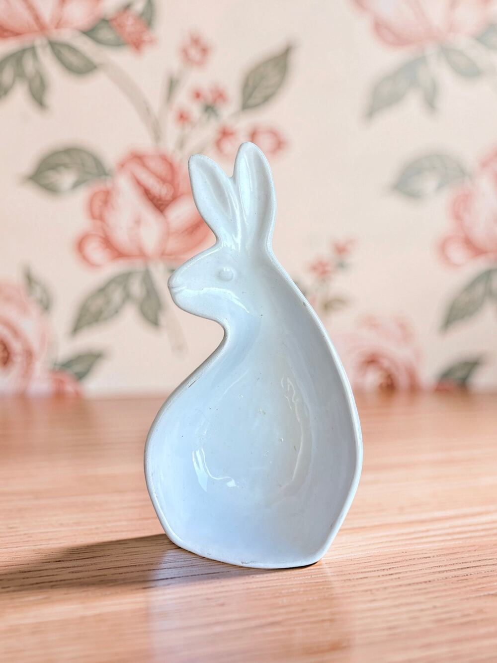 Foreside Melody Martin White Ceramic Bunny Rabbit Dish Bowl 8" Easter Decor